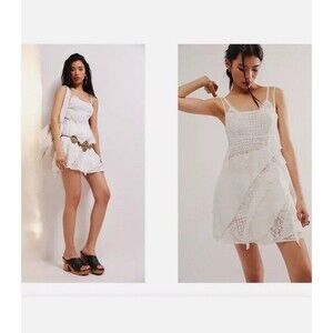Free People FP One Florine Slip Mini Dress In White Size M NWOT